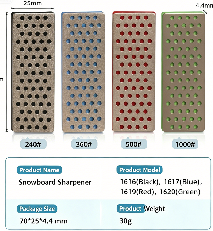 Diamond Sharpening Stone Set for Ski & Snowboard Knife - 4 Pack(Coarse/M-Coarse/Fine/Extra Fine, Set of 4 All in One)